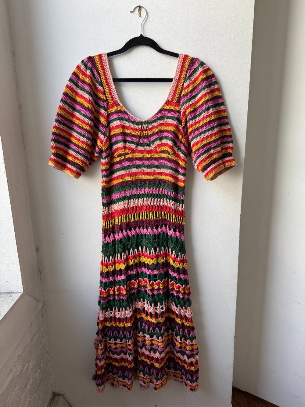 Farm Rio Paloma Crochet Midi Dress